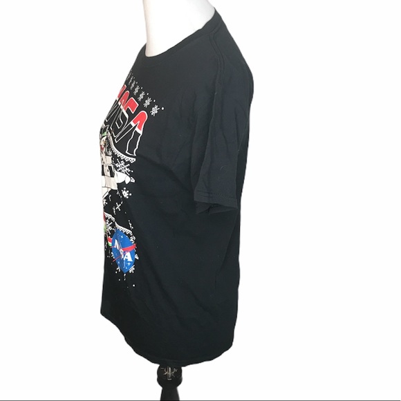 Fifth Sun NASA Snowman Christmas T-Shirt, Black - Picture 3 of 7